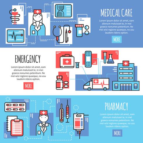 Bannières horizontales médicales vecteur