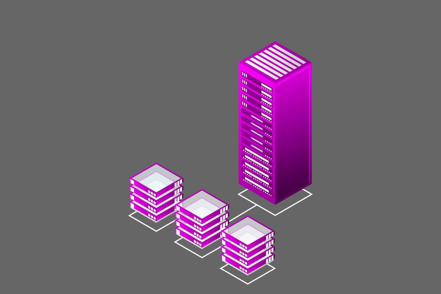 mainframe, serveur alimenté, concept de haute technologie, centre de données, stockage de données en nuage vecteur