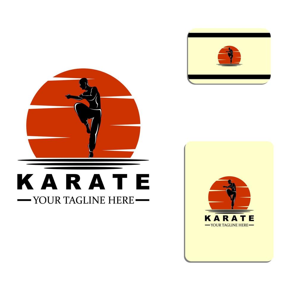 logo de silhouette de karaté vecteur