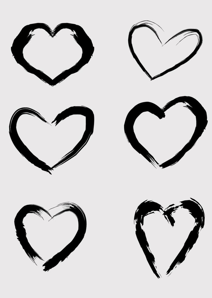 vecteur défini amour marque noire. symbole graphique de signe d'amour. marque d'amour grunge