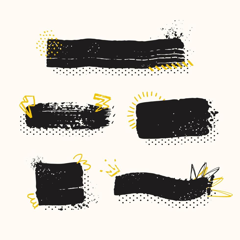 collection de cadres de boîtes de citations noires. coups de pinceau grunge abstrait pour le texte. illustration vectorielle vecteur