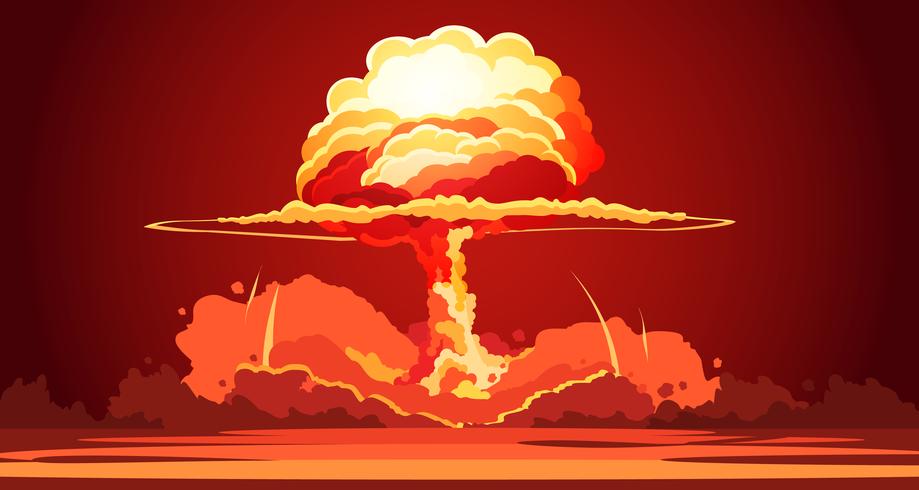 Affiche rétro de champignon d&#39;explosion nucléaire vecteur