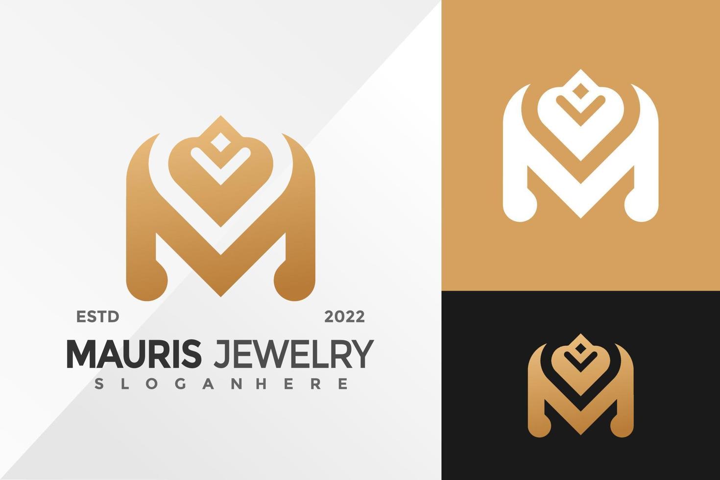 lettre m amour bijoux logo design modèle d'illustration vectorielle vecteur