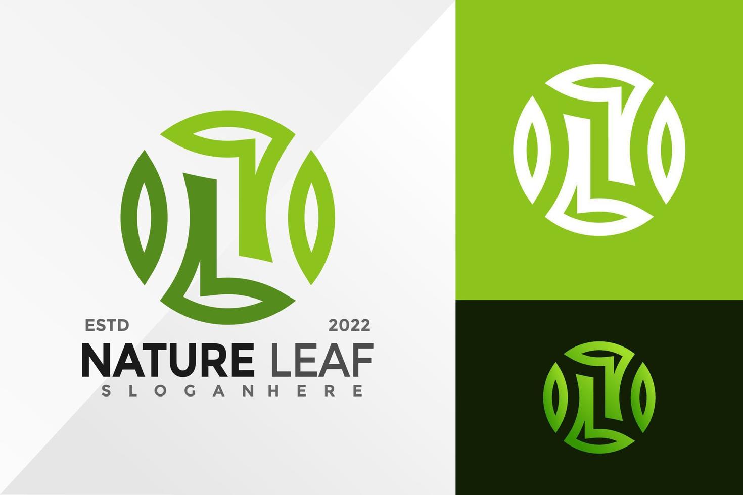 lettre n nature feuille logo design modèle d'illustration vectorielle vecteur