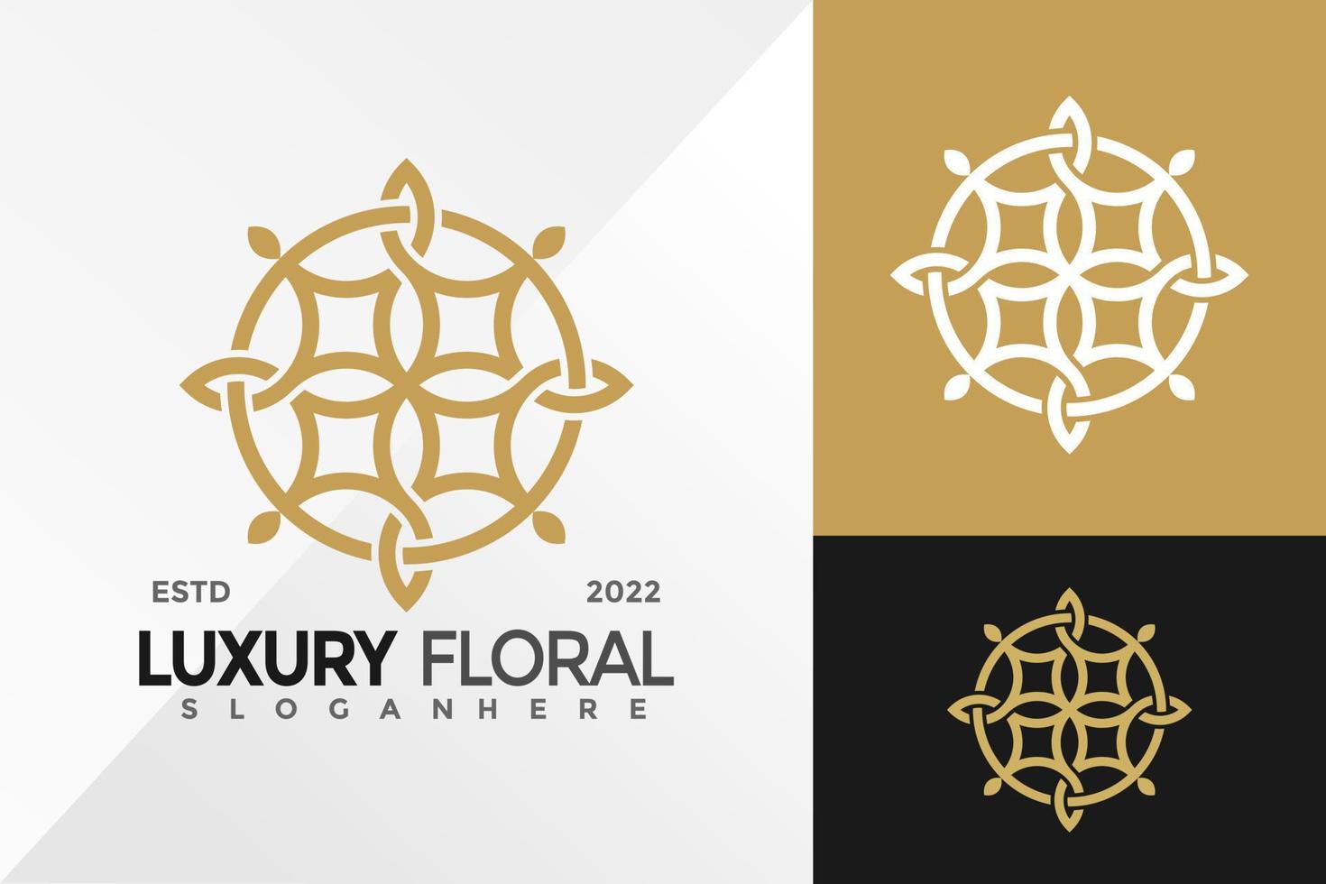 modèle d'illustration vectorielle de conception de logo d'ornement floral de luxe vecteur