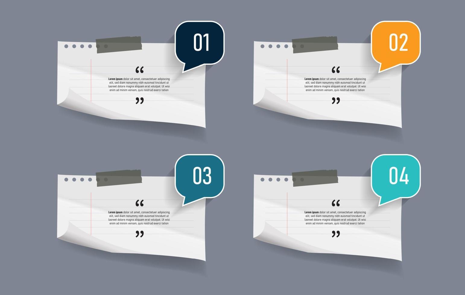 conception de zone de texte avec infographie de papiers de note. vecteur