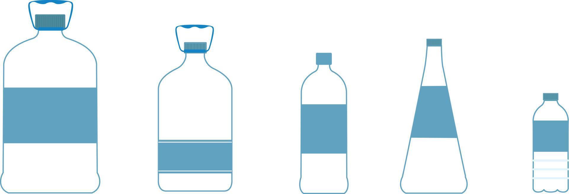 ensemble de bouteilles d'eau. collecte de bouteilles en plastique. illustration vectorielle vecteur