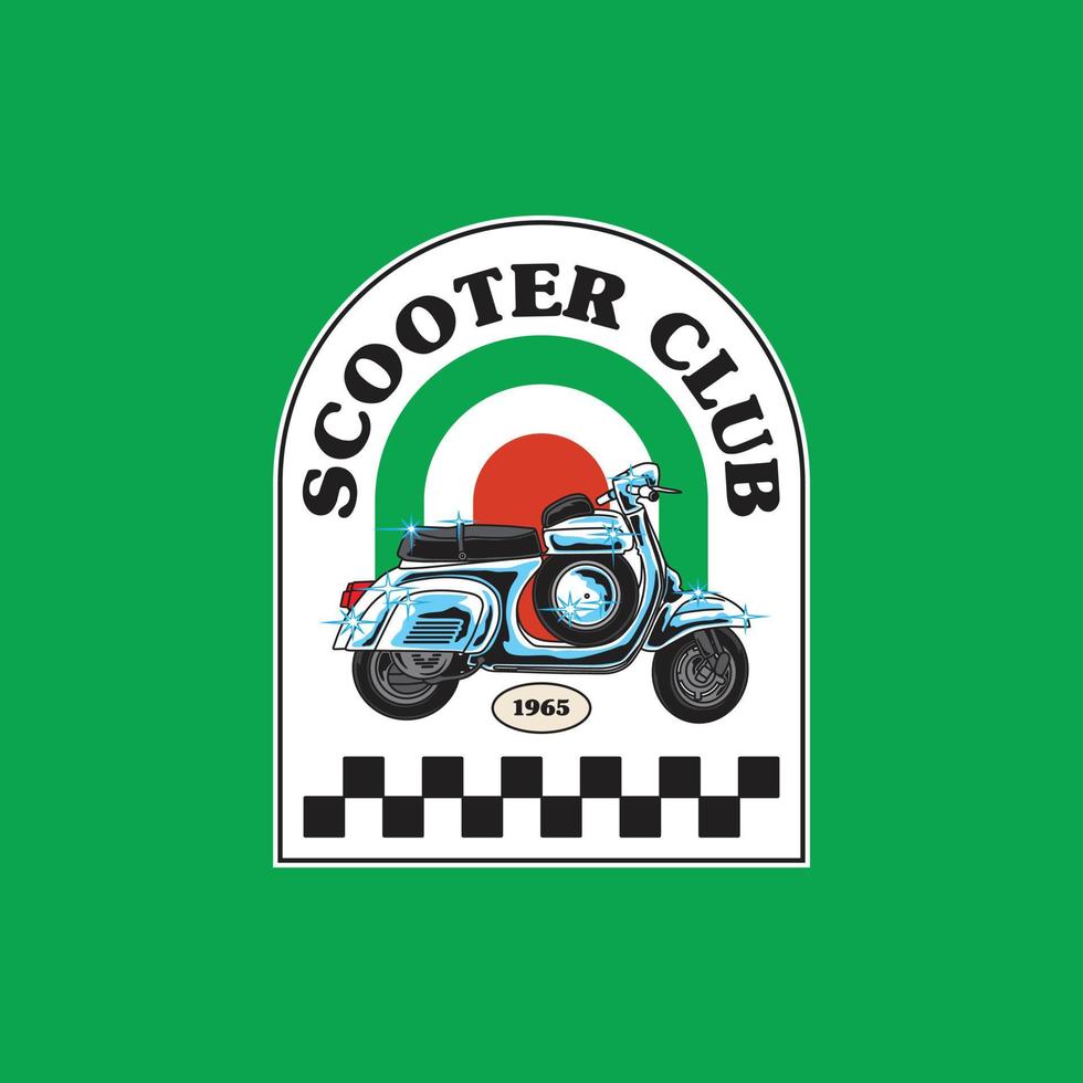 vintage scooter club logo insigne illustration vecteur