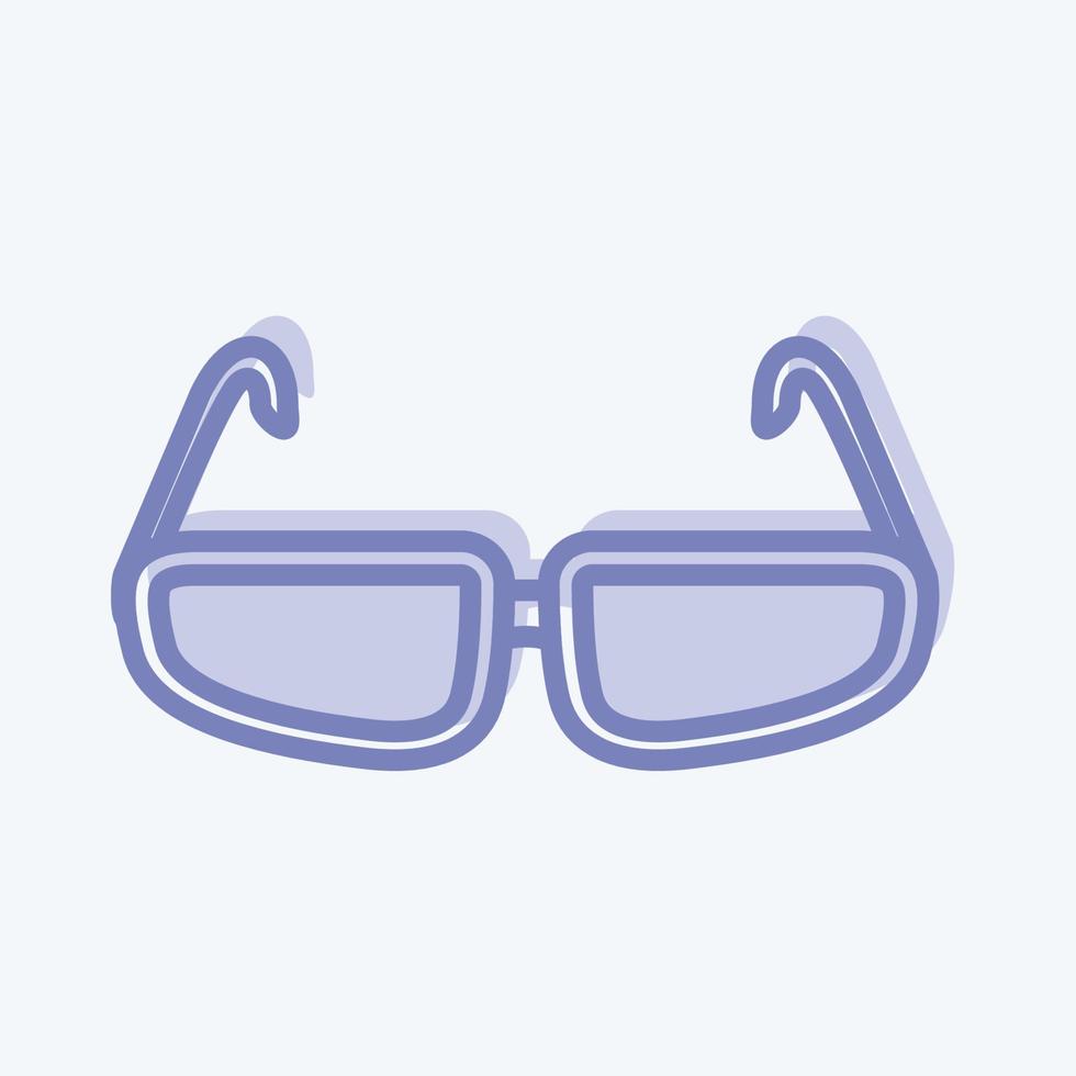 icône de lunettes dans un style branché à deux tons isolé sur fond bleu doux vecteur