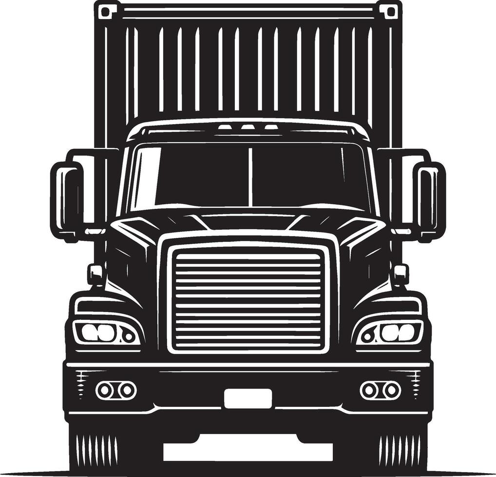 récipient un camion de face silhouette illustration isolé sur une blanc Contexte vecteur