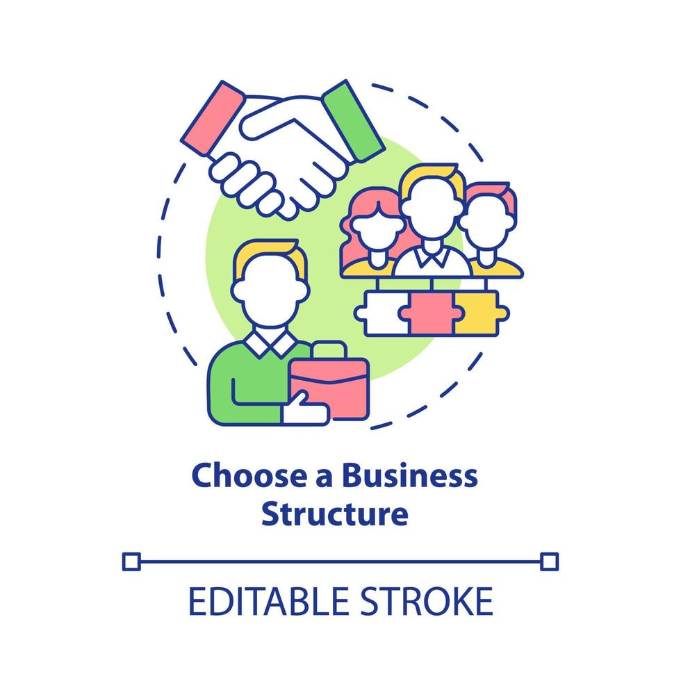 choisissez l'icône de concept de structure d'entreprise. organisation de l'entreprise fournissant une illustration de fine ligne d'idée abstraite de développement commercial. dessin de couleur de contour isolé de vecteur. trait modifiable vecteur