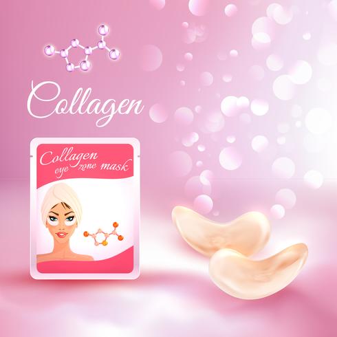 Collagène masque cosmétique produit étiquette réaliste vecteur