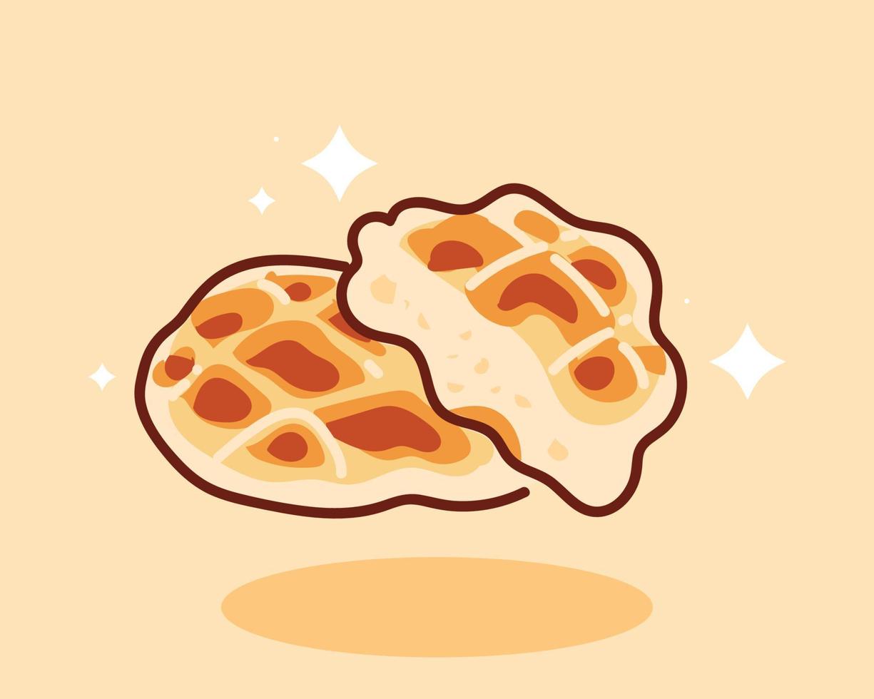 délicieux petit déjeuner de gaufres mignons aliments sucrés boulangerie logo dessin animé dessinés à la main illustration d'art de dessin animé vecteur