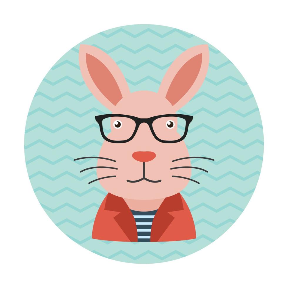 lapin hipster avec des lunettes vecteur