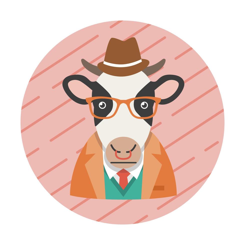 avatar de vache hipster vecteur
