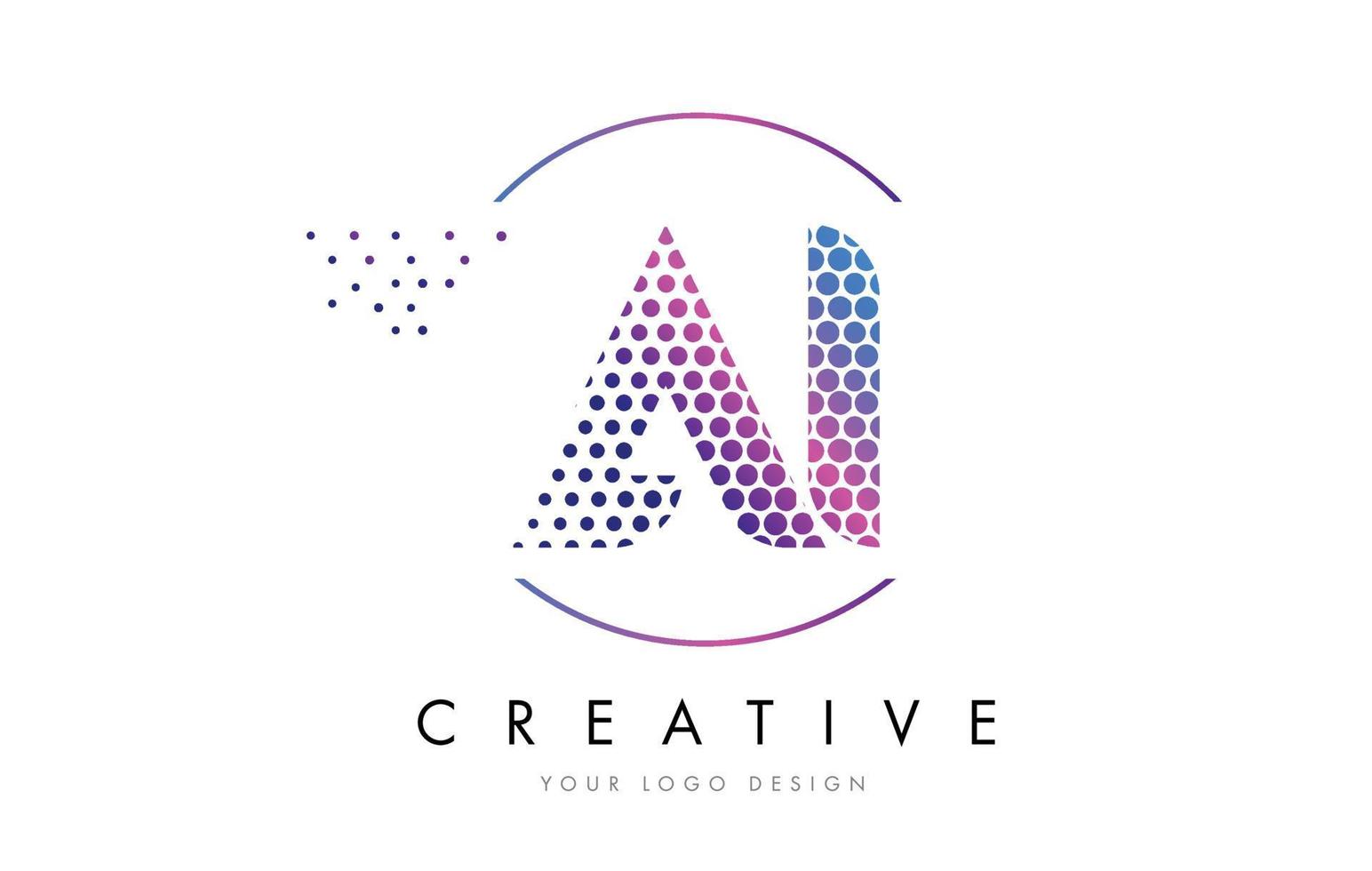 ai ai rose magenta en pointillé bulle lettre logo design vecteur