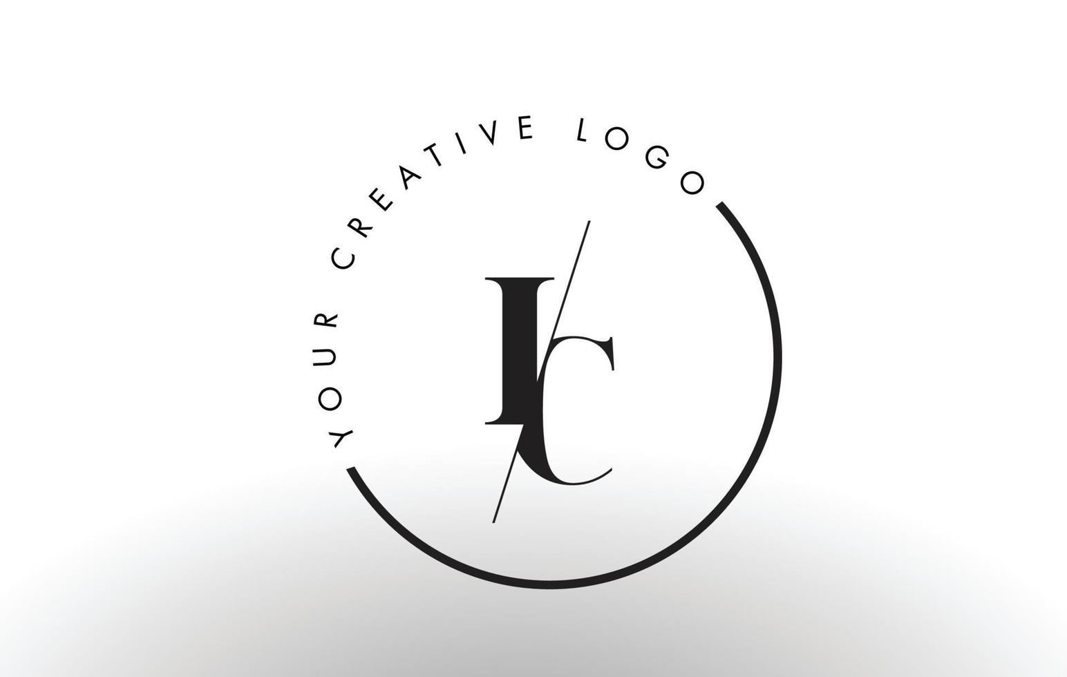 création de logo de lettre ic serif avec une coupe croisée créative. vecteur