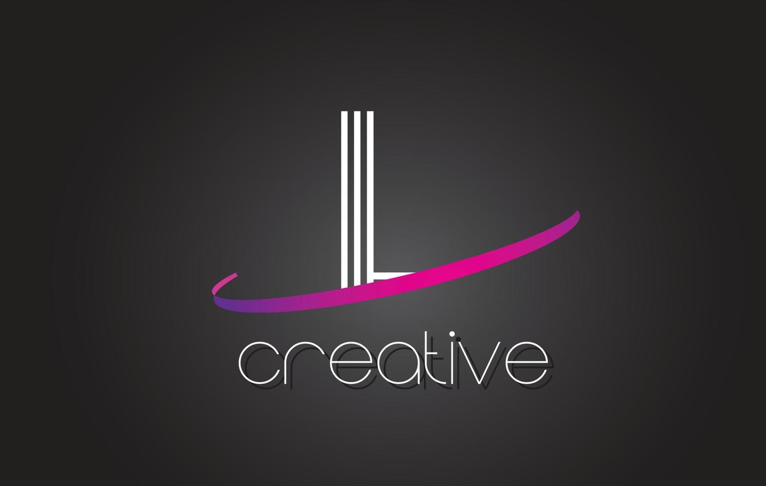 l lettre logo avec design de lignes et swoosh violet. vecteur