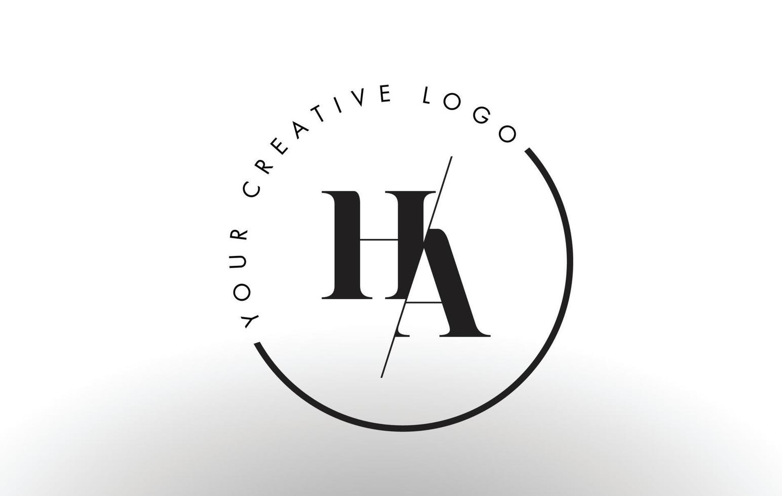 conception de logo de lettre ha serif avec une coupe intersectée créative. vecteur