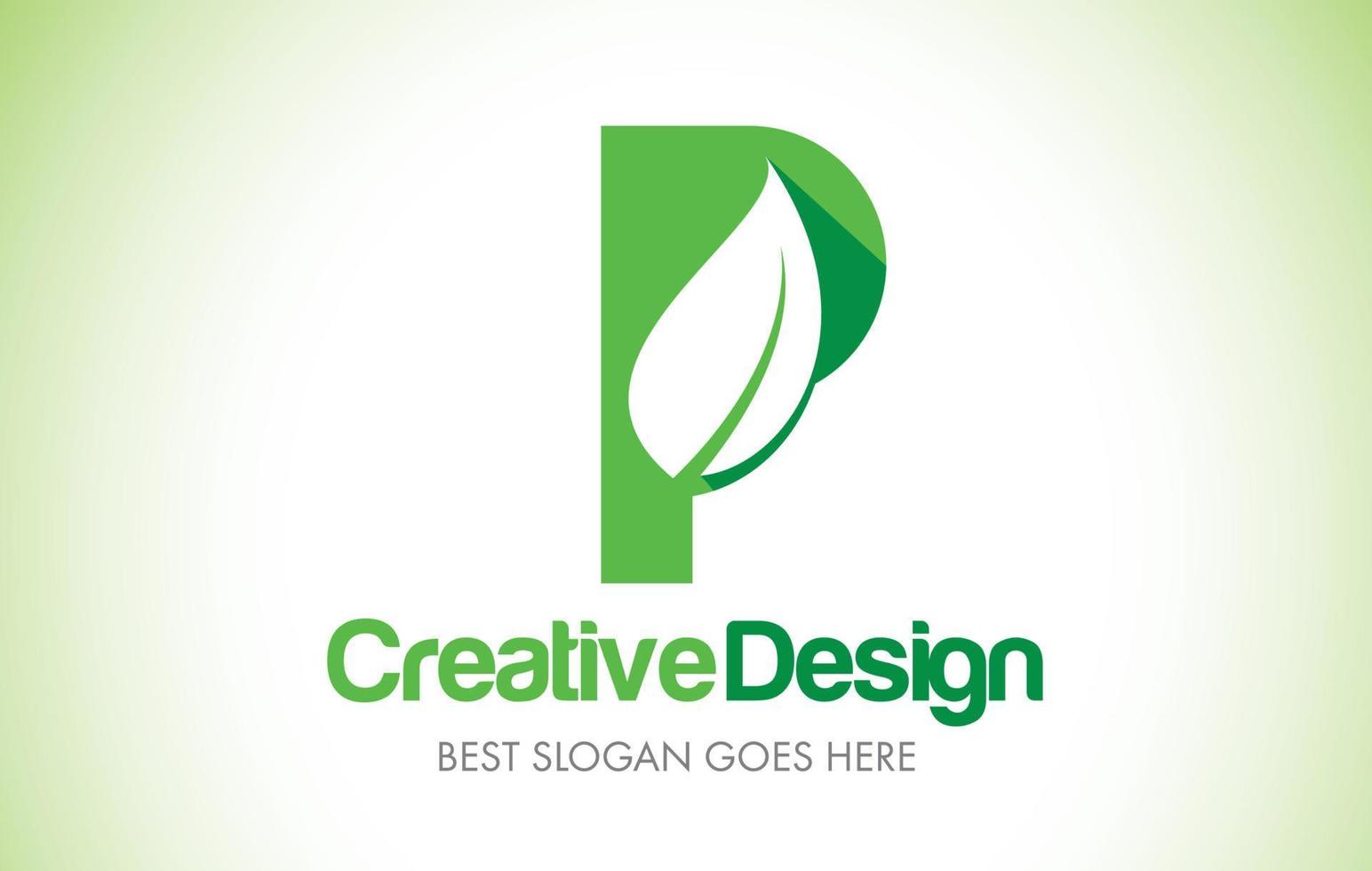 p logo de conception de lettre de feuille verte. eco bio feuille lettre icône illustration logo. vecteur