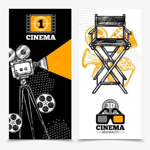 Bannières verticales de cinéma vecteur