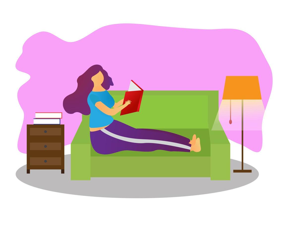 une femme qui lit l'illustration vectorielle vecteur