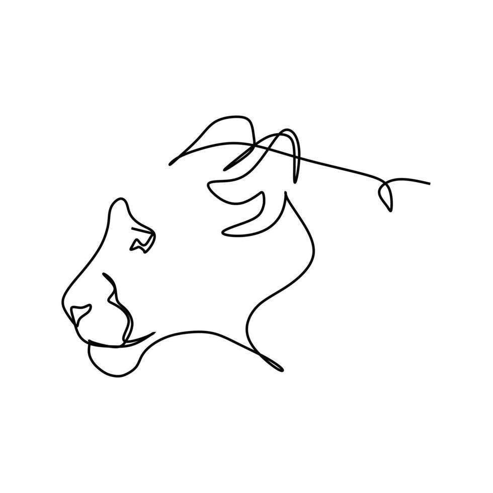 l'illustration vectorielle du lion peut être utilisée pour la mascotte du sujet de la chasse à la faune. profil de lionne croquis linéaire noir minimaliste isolé sur fond blanc. illustration vectorielle vecteur