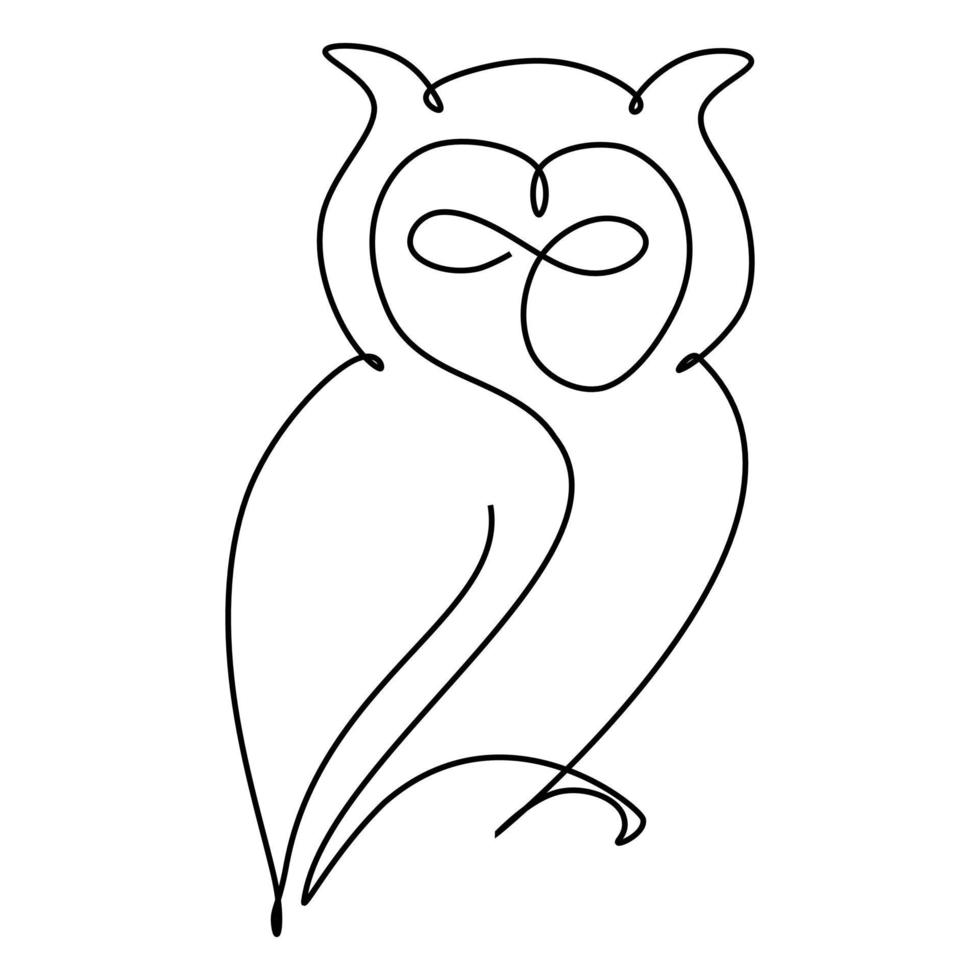 hibou oiseau dessin continu d'une ligne. animal de style simple dessiné à la main à une seule ligne vecteur