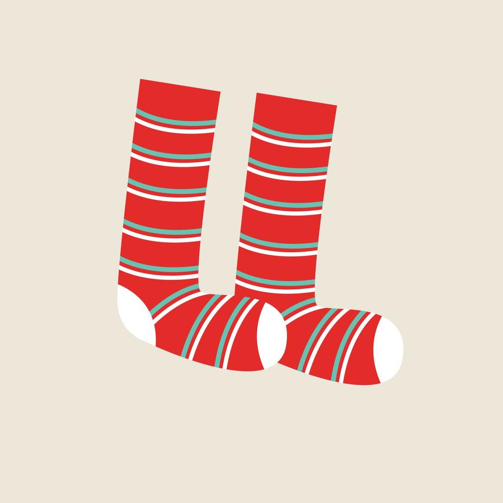 chaussettes rouges de noël. illustration vectorielle dans un style plat vecteur