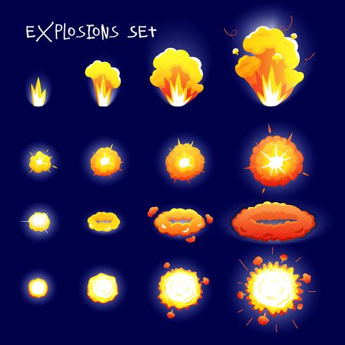 Set d&#39;explosion de dessin animé vecteur