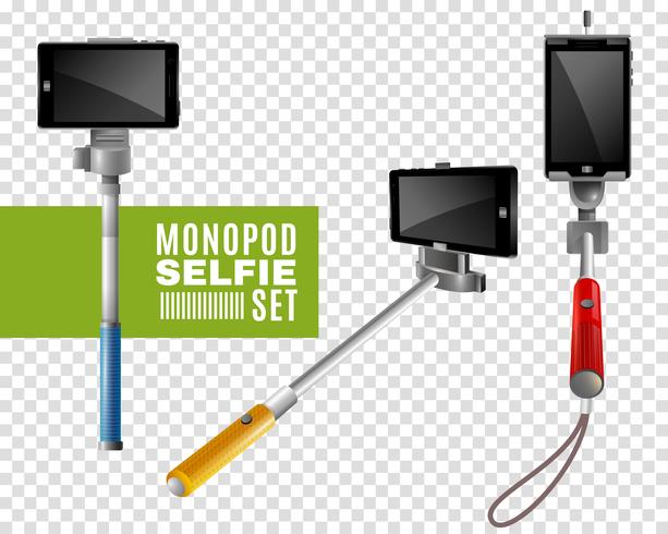Ensemble transparent Monopod Selfie vecteur