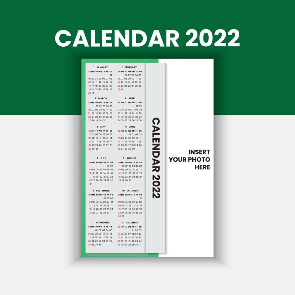 année civile 2022 avec photos et design simple et élégant 2 vecteur