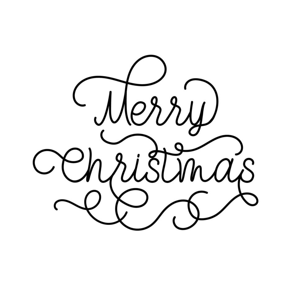 joyeux noël s'épanouir lettrage de calligraphie dessiné à la main. typographie de ligne swash de vecteur pour la conception de carte de voeux de texte de vacances de Noël de citation festive.