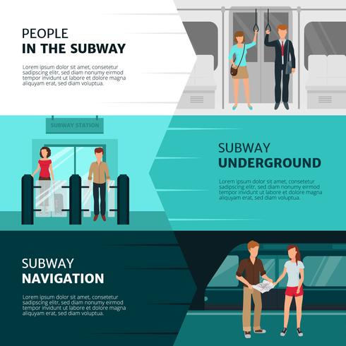 Bannières de personnes de métro vecteur