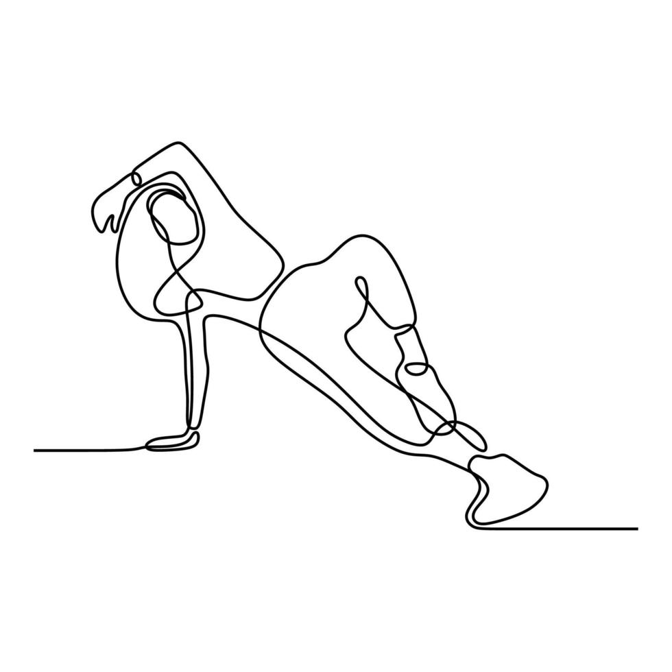 femme fille faire du breakdance une ligne dessin au trait continu vecteur