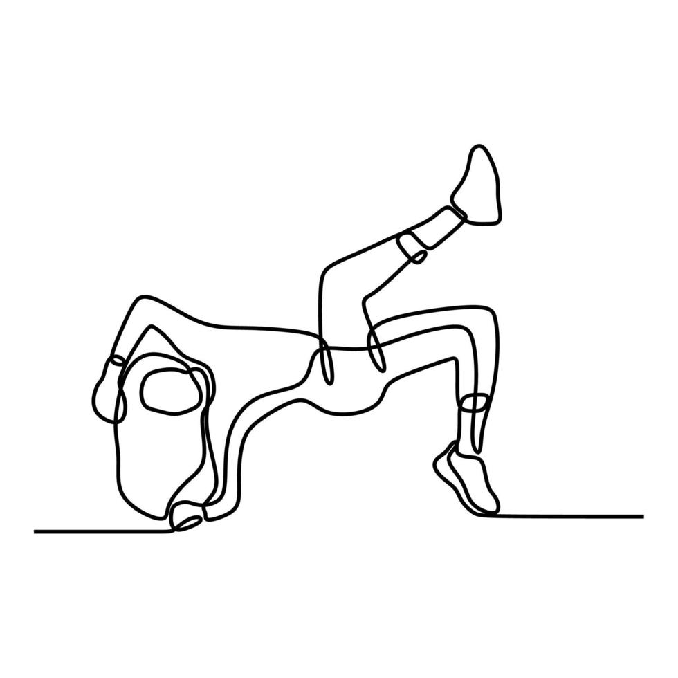 femme fille faire du breakdance une ligne dessin au trait continu vecteur