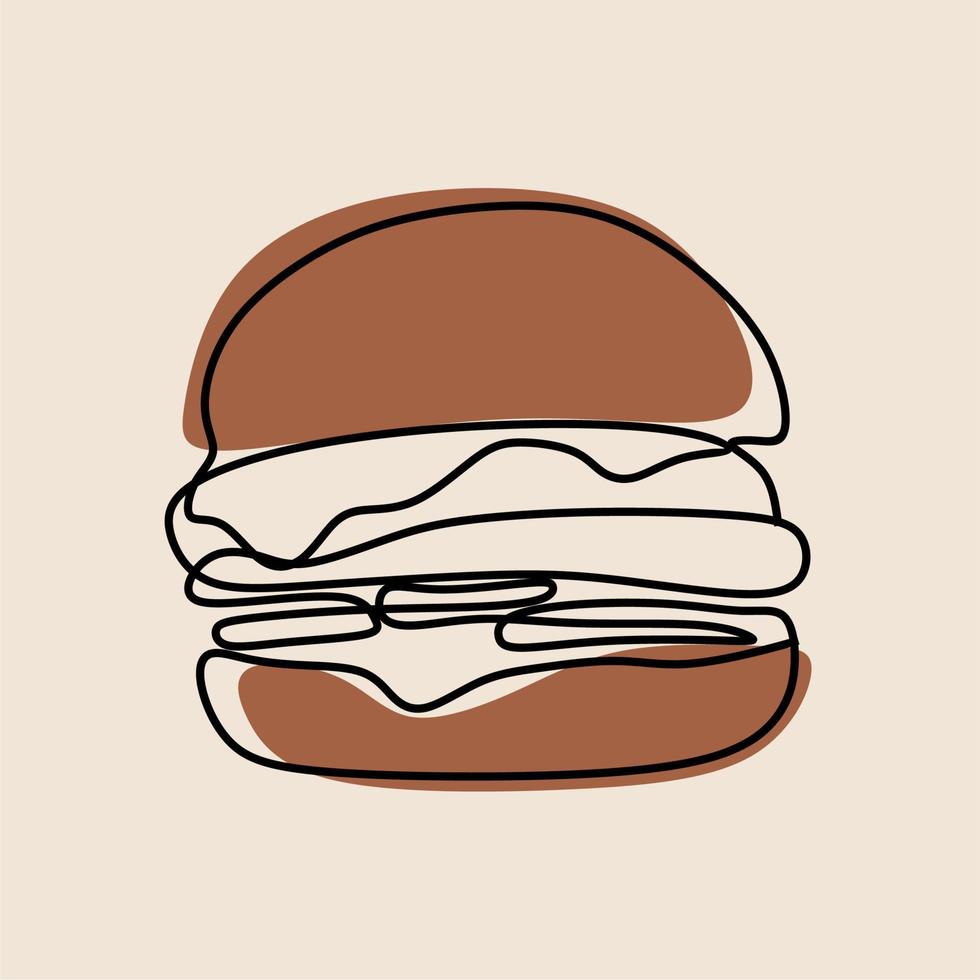 dessin au trait continu burger oneline vecteur