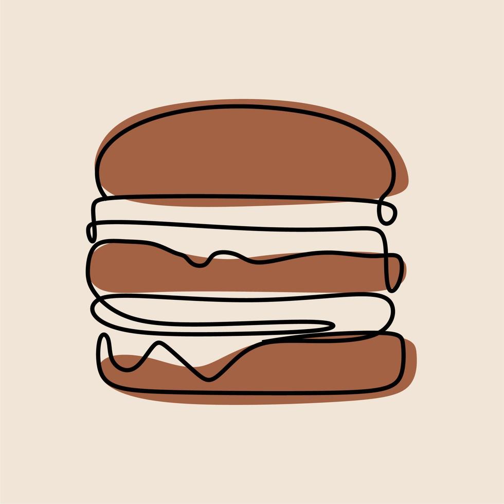 dessin au trait continu burger oneline vecteur