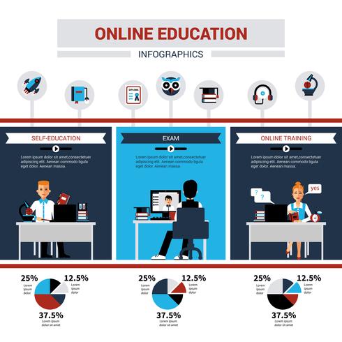 Infographie de l&#39;éducation en ligne vecteur