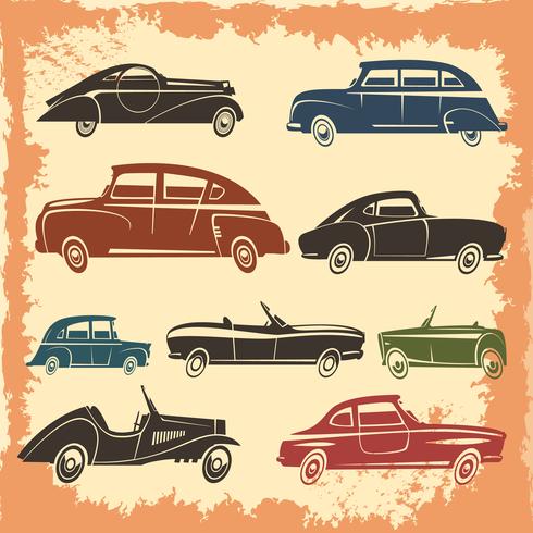 Modèles de voitures rétro Collection Style Vintage vecteur