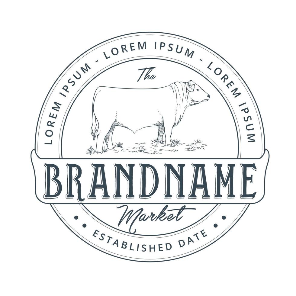 modèle de conception de logo de ferme de bétail vecteur