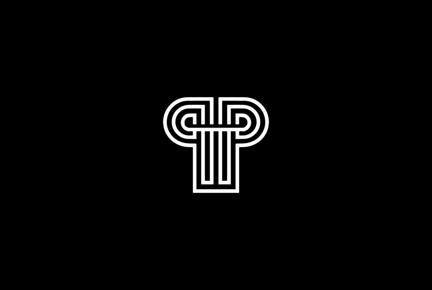 lettre initiale p pour vecteur de conception de logo monogramme contour ligne pilier