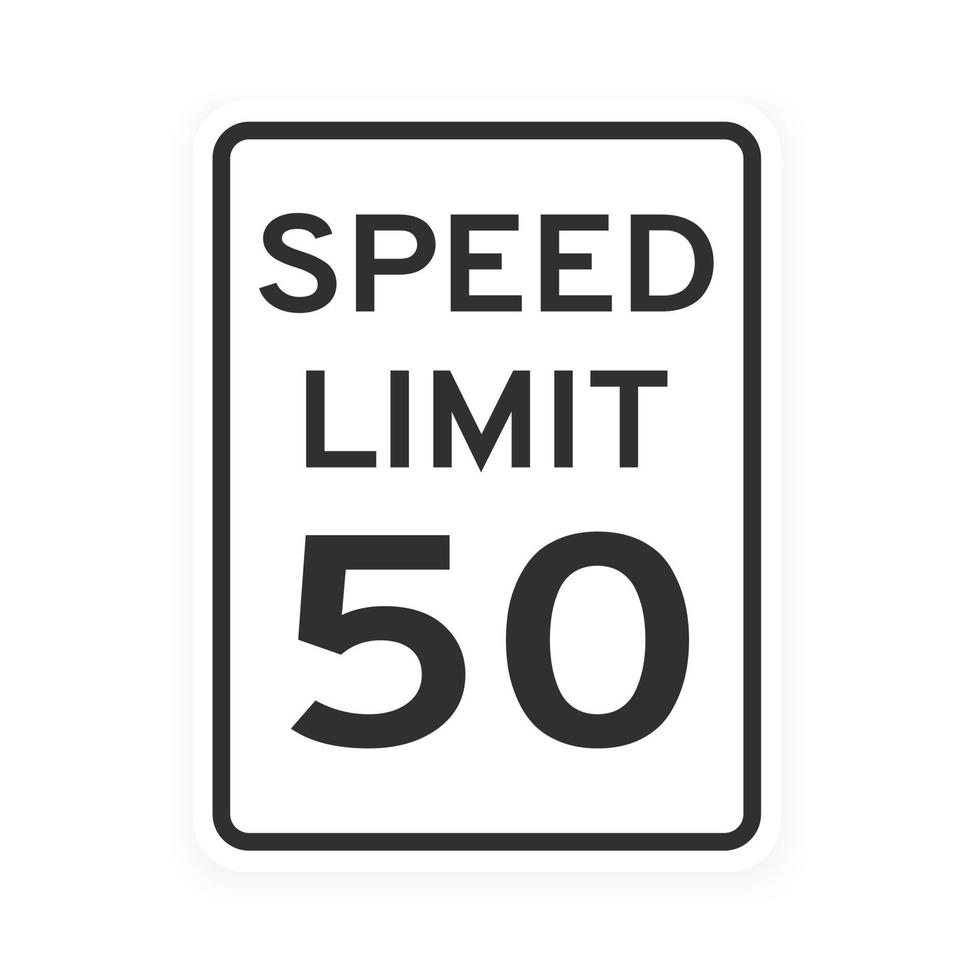 limite de vitesse 50 icône de trafic routier signe plat style design vector illustration isolé sur fond blanc.