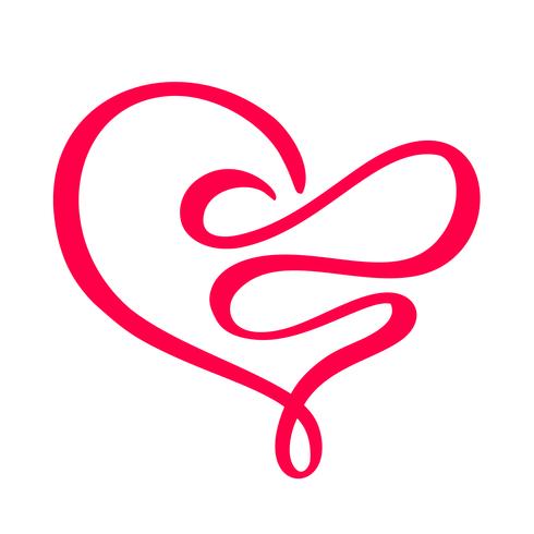 Signe d&#39;amour coeur dessiné à la main. Illustration vectorielle de calligraphie romantique. Symbole d&#39;icône Concepn pour t-shirt, carte de voeux, mariage affiche. Élément plat design de la Saint-Valentin vecteur