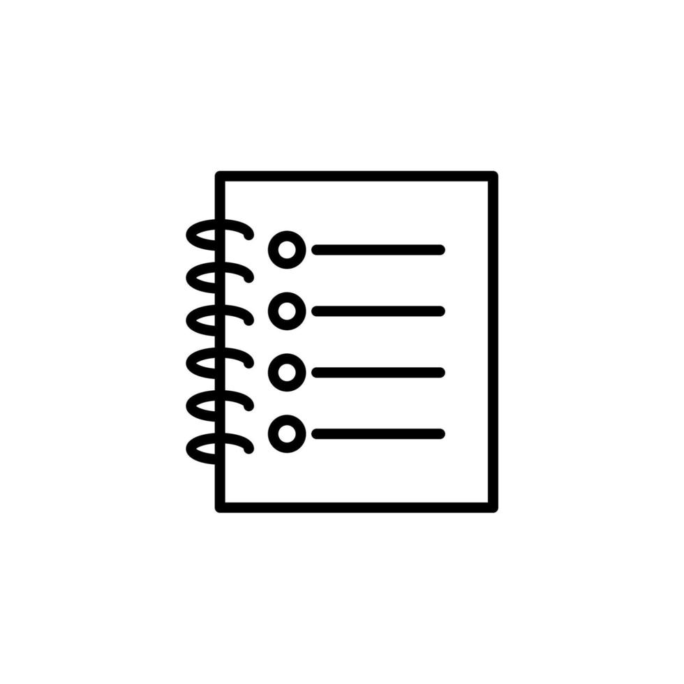 notes, bloc-notes, bloc-notes, mémo, agenda, icône de ligne de papier, vecteur, illustration, modèle de logo. convient à de nombreuses fins. vecteur