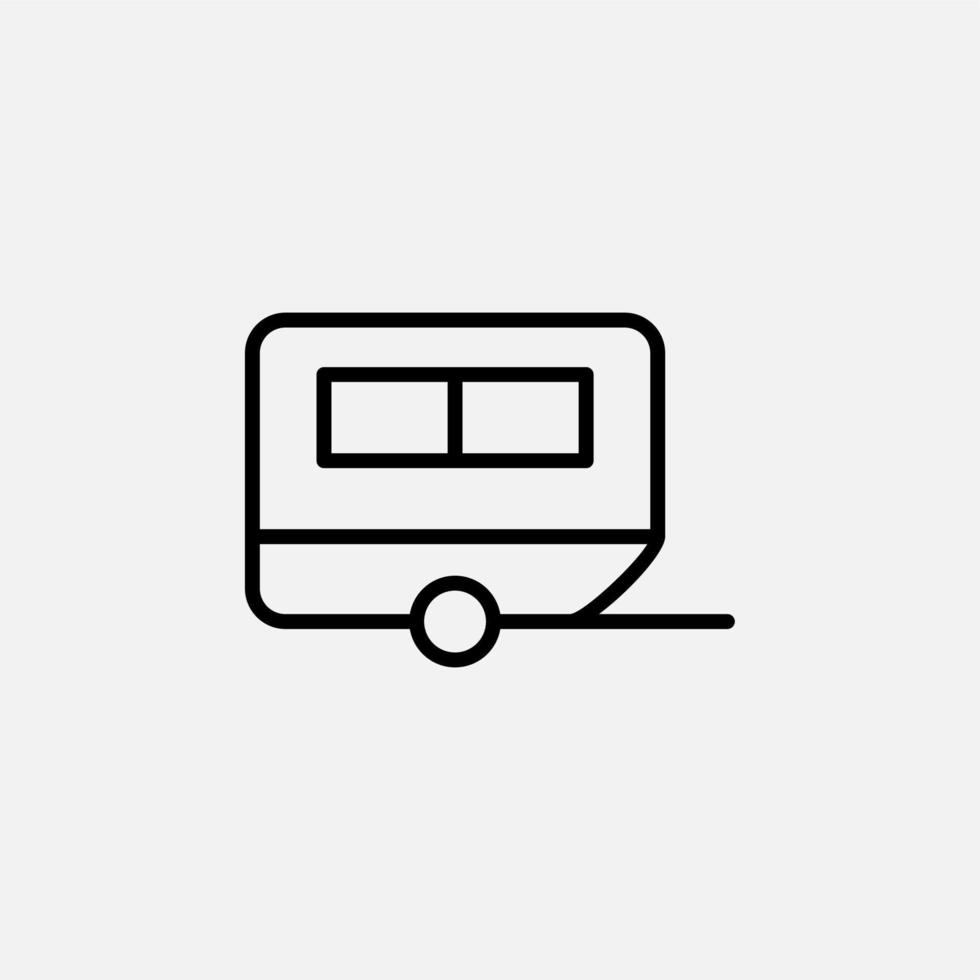 caravane, camping-car, icône de ligne de voyage, vecteur, illustration, modèle de logo. convient à de nombreuses fins. vecteur