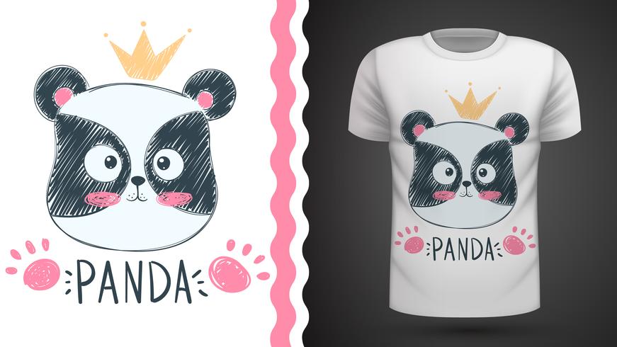 Panda mignon - idée de t-shirt imprimé vecteur