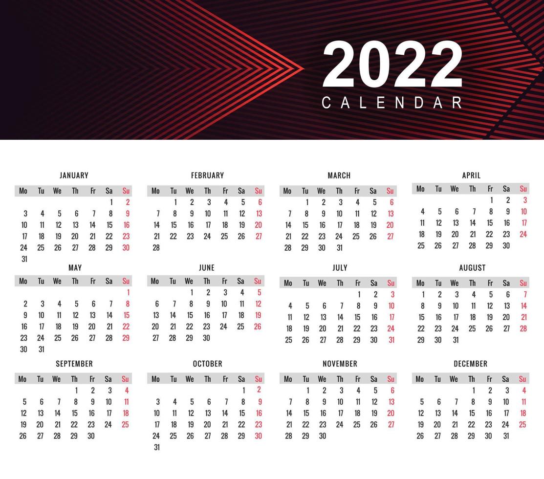 conception de modèle de calendrier abstrait 2022 nouvel an vecteur