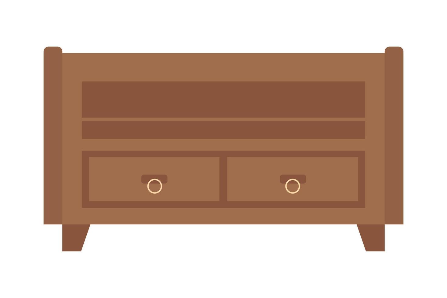 Objet vectoriel de couleur semi-plat de tiroir à la maison en bois