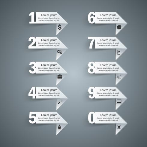 Conception infographique. Liste de 10 articles. vecteur